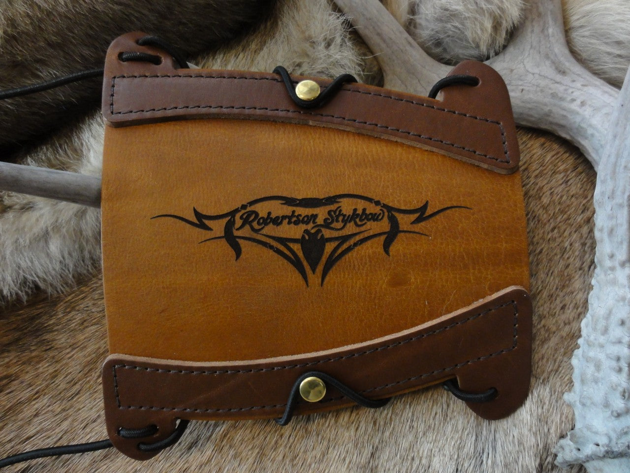 Two-Tone Leather Arm Guard with Robertson Stykbow Engraving