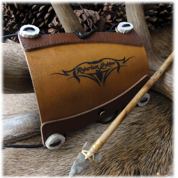 Two-Tone Leather Arm Guard with Robertson Stykbow Engraving