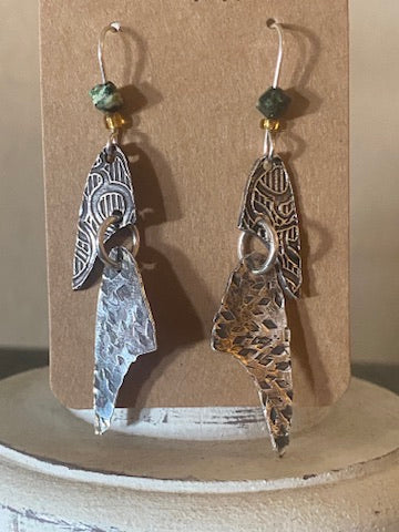 Mult Pattern Earrings with Turquoise Beads 25/87