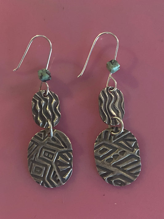 aztec design Earrings with Turquoise Bead 25/86