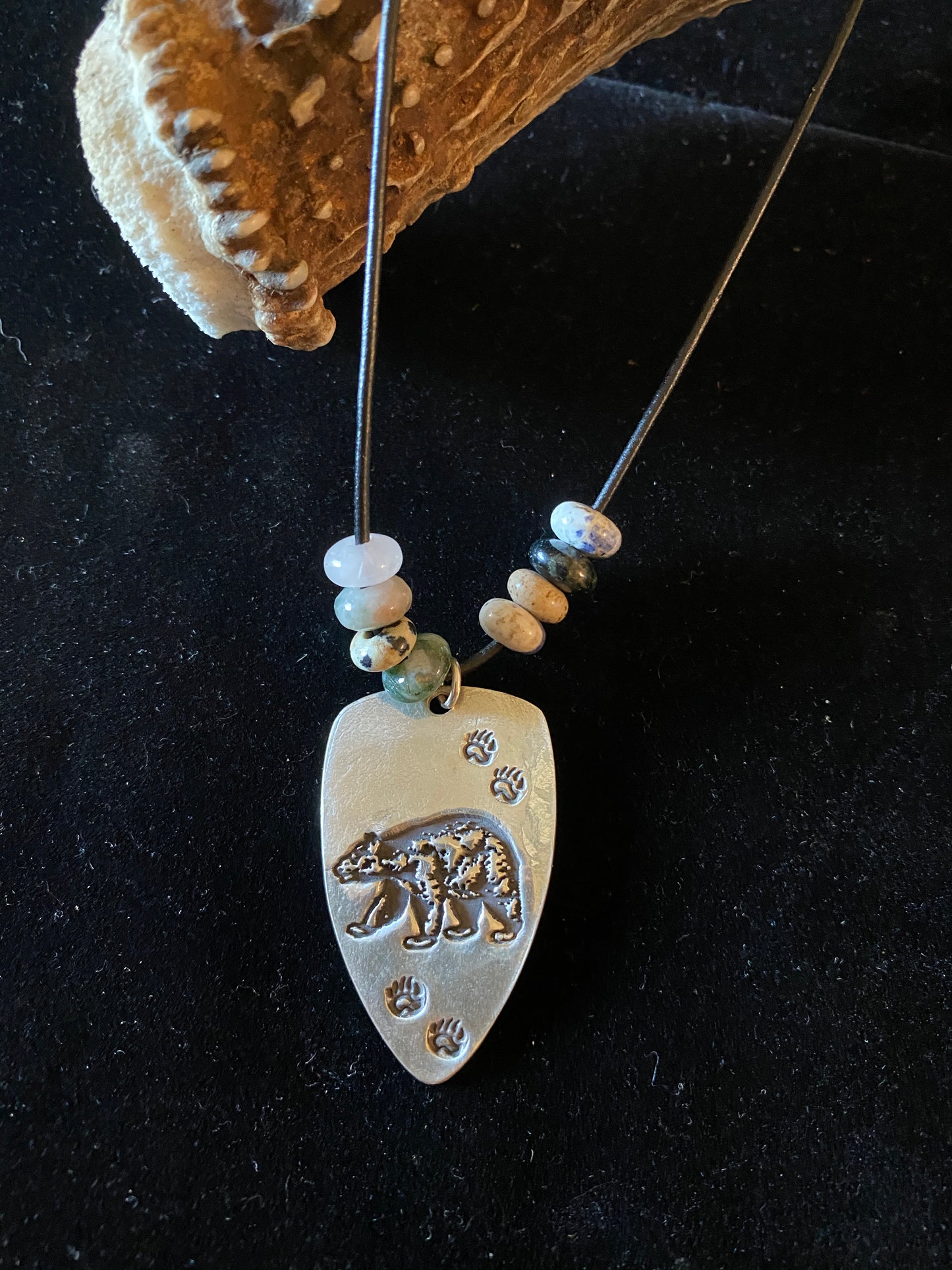 Bear Necklace with paw prints 18/43