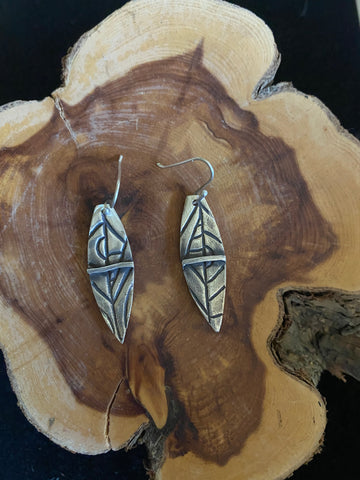 Shield Shape with silver line Earrings 21/27