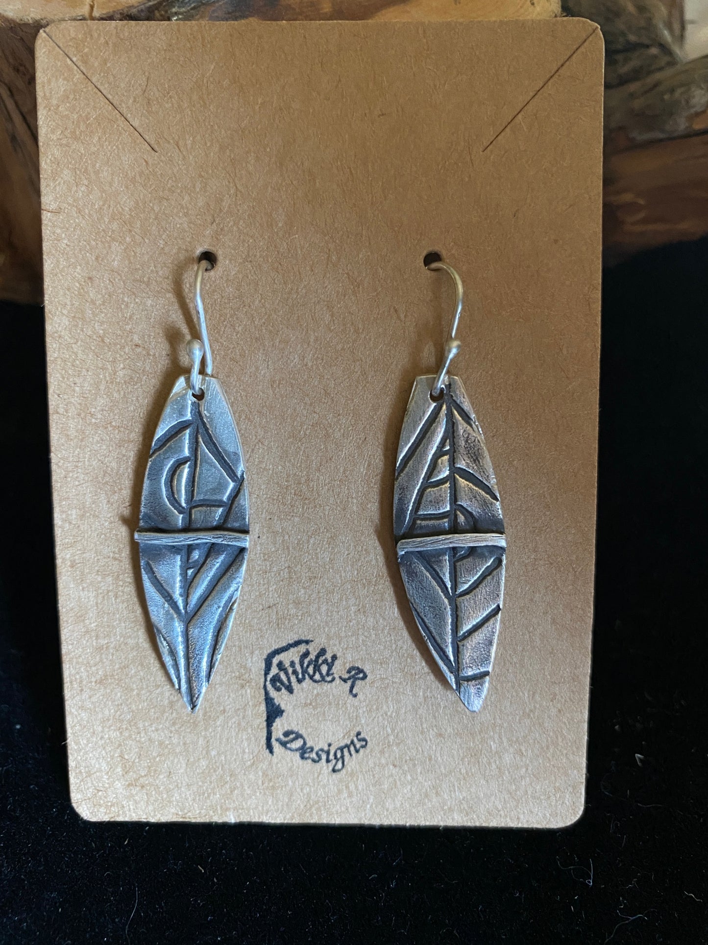 Shield Shape with silver line Earrings 21/27