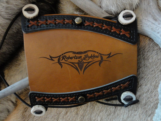 Two-Tone Leather Arm Guard with Robertson Stykbow Engraving